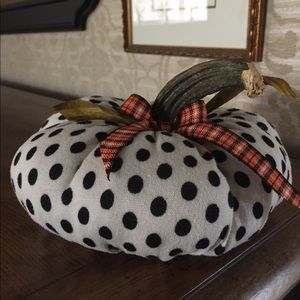 Hand crafted polka dotted pumpkin with real stem